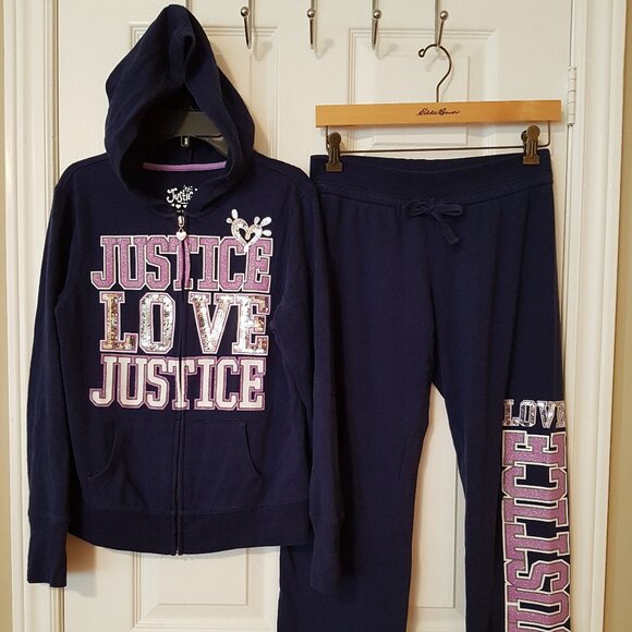 Justice Girls Hoodie Zippered Sweatshirt and Sweatpants Set ~ Size 14 yrs. ~ - Picture 2 of 5